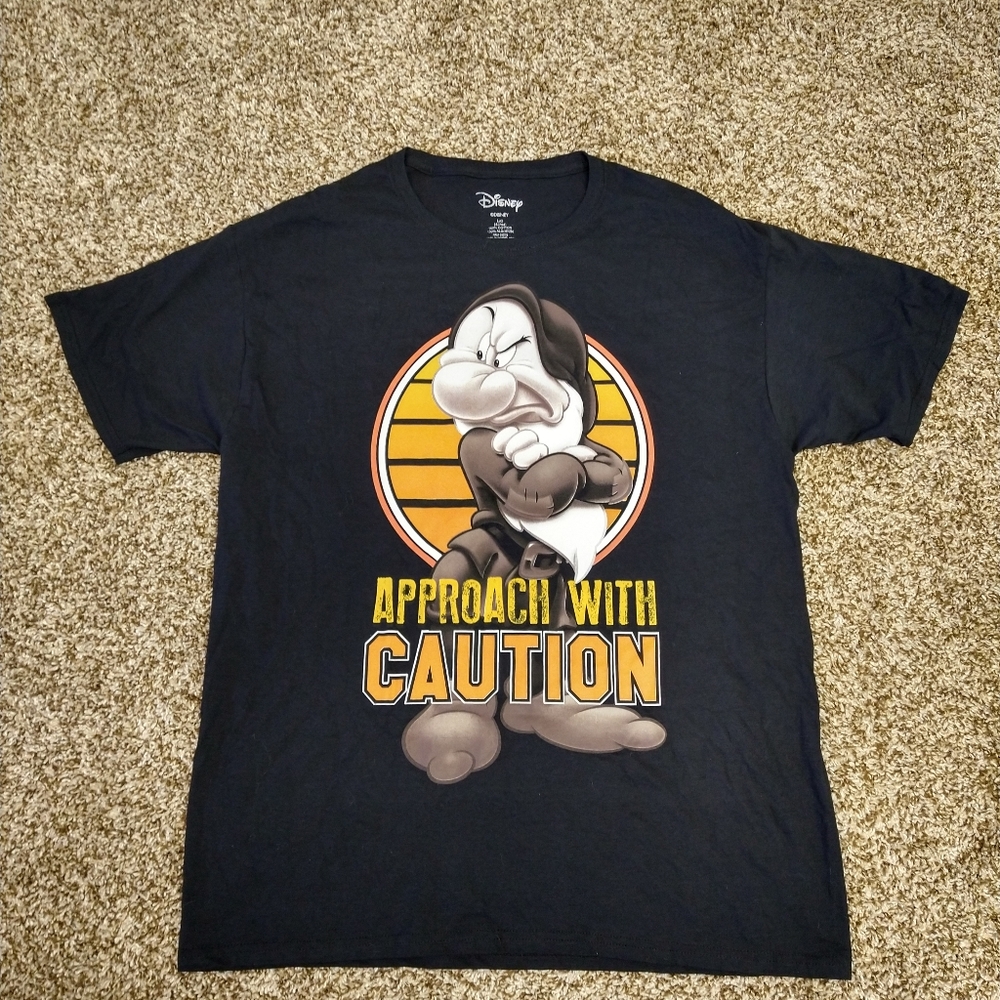Disney Men's Grumpy Approach With Caution T-Shirt Black Size Large